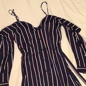 Navy Dress with white and red stripes. Like new.
